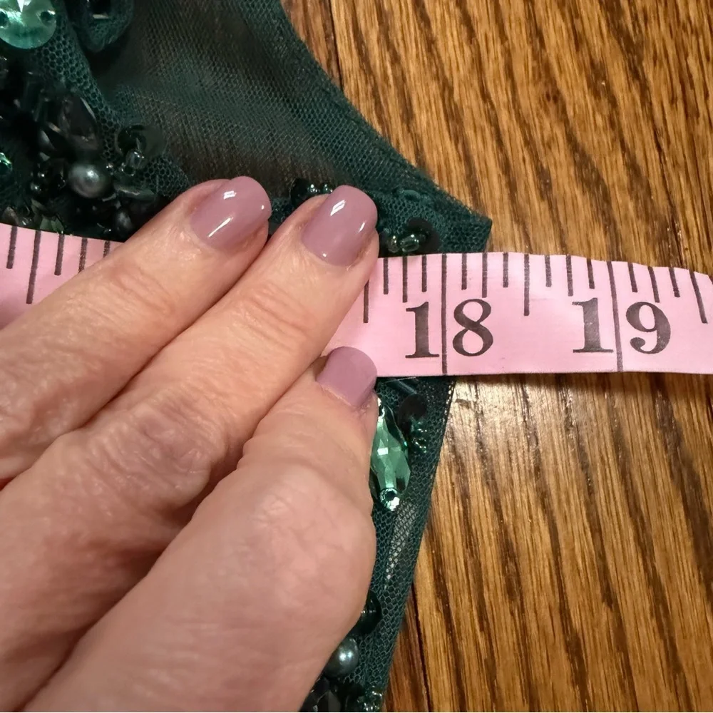 GB Emerald Green Beaded Sequined V Neck Tank Formal Dress Size 13, NWT - Picture 10 of 12